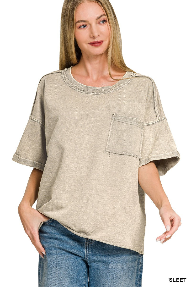 Premium French Terry Acid Washed Exposed Seam T-shirts