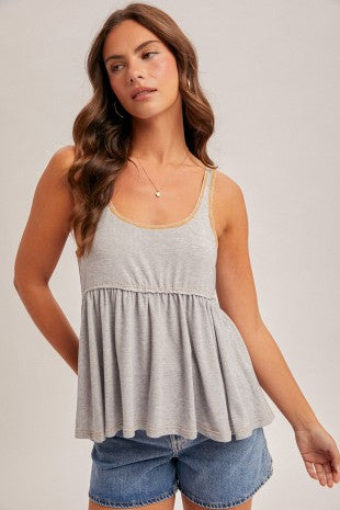 Contrast Stitch Babydoll Tank Top
