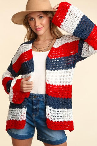 LONG SLEEVE MULTICOLOR STRIPE CARDIGAN