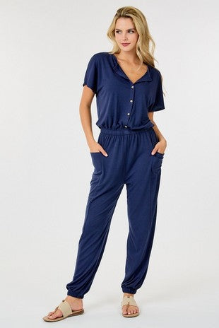 Sleeveless Jumpsuit with Elastic Waist