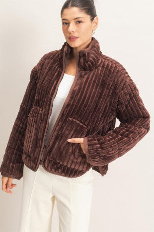 Quilted Corduroy Zip-up Jacket