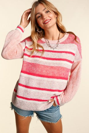 OVERSIZED MULTI COLOR STRIPE PULLOVER TOP