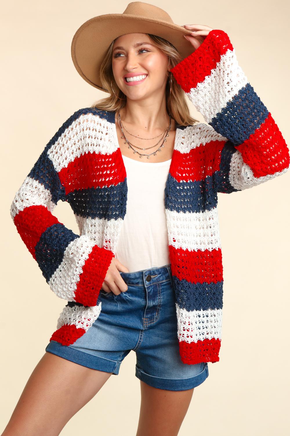 LONG SLEEVE MULTICOLOR STRIPE CARDIGAN